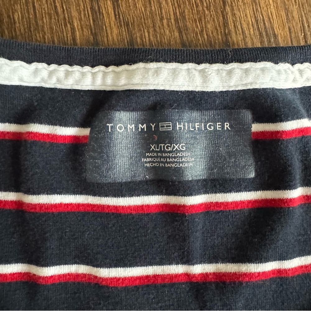 Tommy Hilfiger Striped Tee | Navy Red White | Size XL - Picture 4 of 4